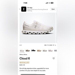 On Cloud cloud 6 wide sz 6 w new in box $160 plus tax everywhere!!